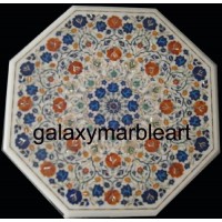 Marble inlay carpet design table top 26" WP-2639